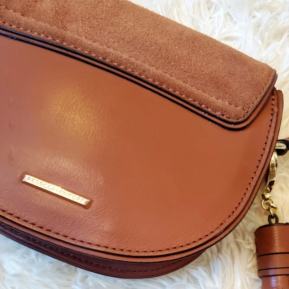 REBECCA MINKOFF MINI SUEDE & LEATHER SATCHEL - Picture 3 of 15